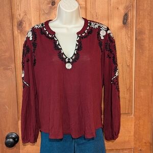 Lucky Brand Embellished Long Sleeve Blouse‎